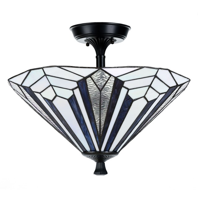 French Art Deco Tiffany Ceiling Lamp Off