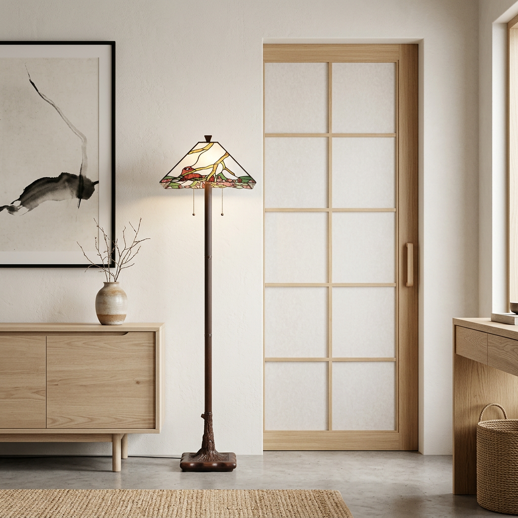 Tiffany Floor Lamp Exotic Maple