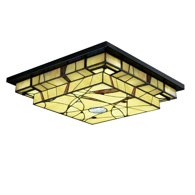 Tiffany Ceiling Lamp Mission Style LED Aan