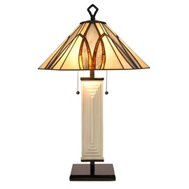 Tiffany Lampe de Table Art Deco Round & Square