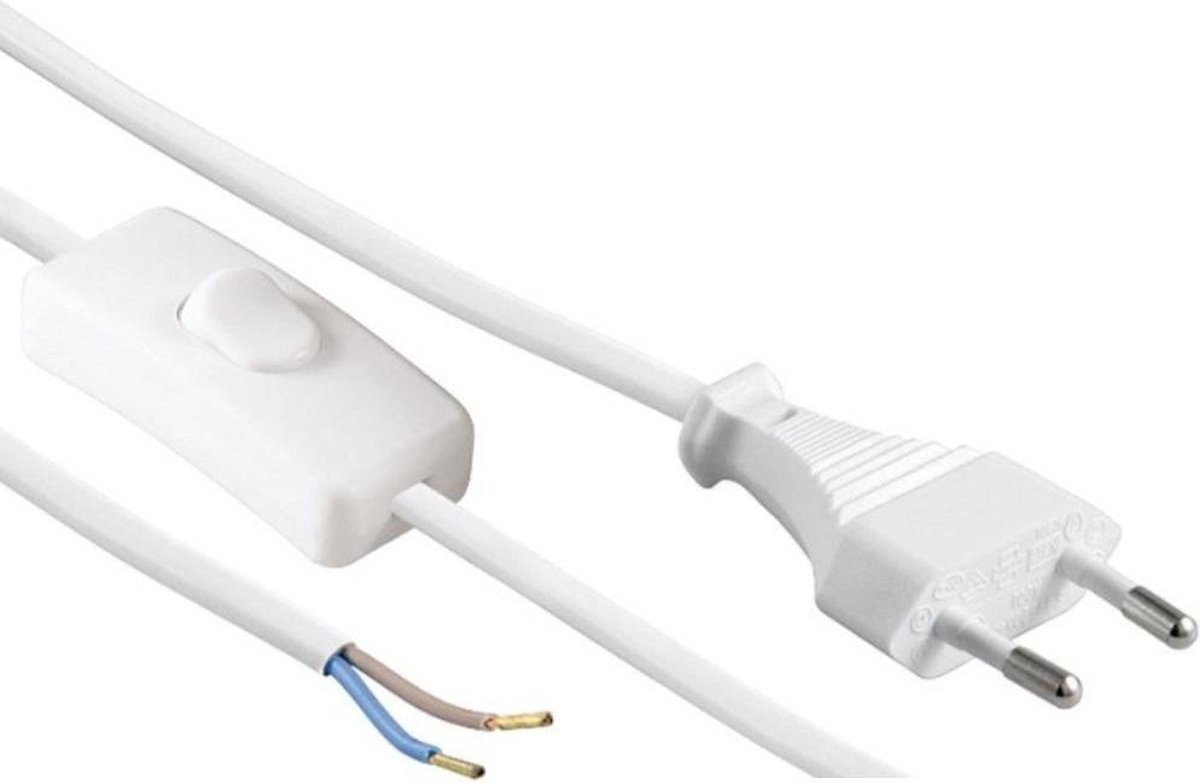Euro Kabel mit Schnurschalter weiß