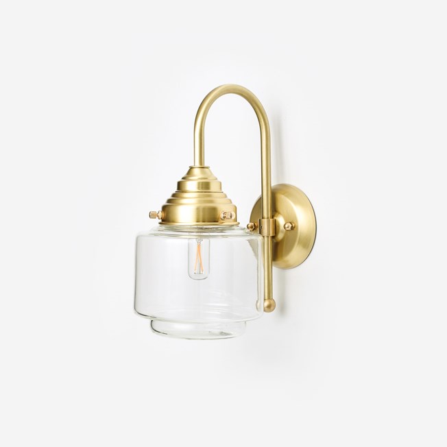 Wall Lamp Stepped Cylinder Small Clear Meander Brass