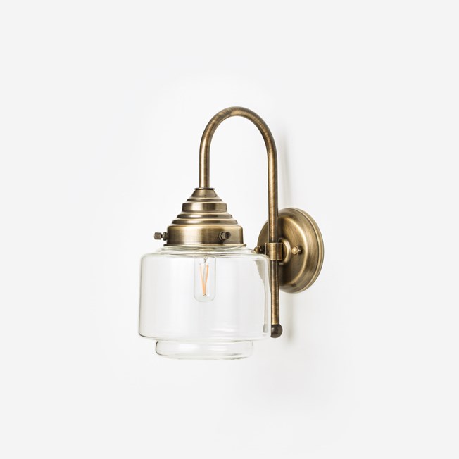 Wall Lamp Stepped Cylinder Small Clear Meander Bronze