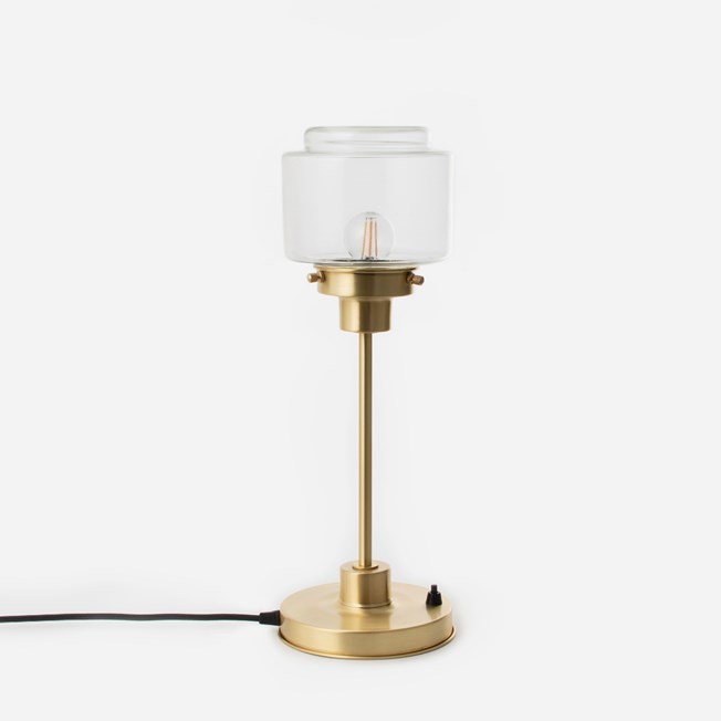 Slim Table Lamp Stepped Cylinder Small Clear 20's Brass