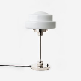 Slim Table Lamp Semi-Round Stepped Globe 20's Nickel