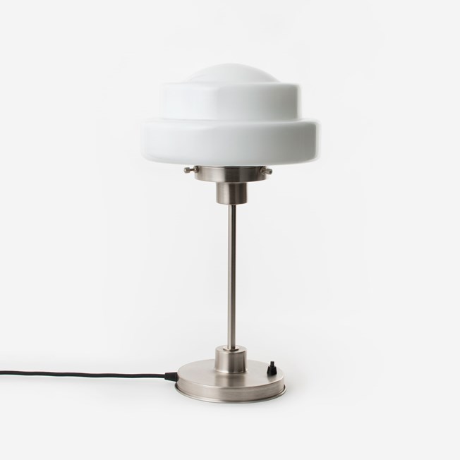 Slim Table Lamp Semi-Round Stepped Globe 20's Mattnickel