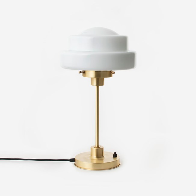 Slim Table Lamp Semi-Round Stepped Globe 20's Brass