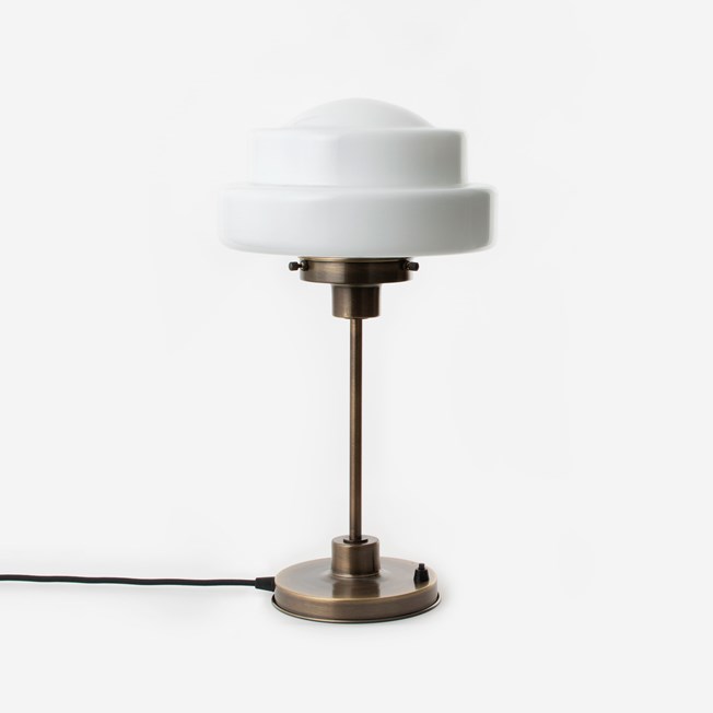 Slim Table Lamp Semi-Round Stepped Globe 20's Bronze