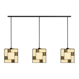 3 x Tiffany Mondriaan Kubus met Pendant aan plafondbalk