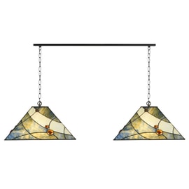 2 x Tiffany Sky Blue mit Kette am Deckenbalken