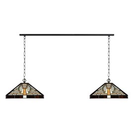 2 x Tiffany Rising Sun with chain to ceiling beam