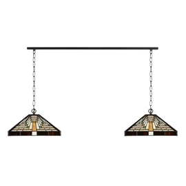 2 x Tiffany Rising Sun mit Kette am Deckenbalken