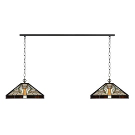 2 x Tiffany Rising Sun with chain to ceiling beam