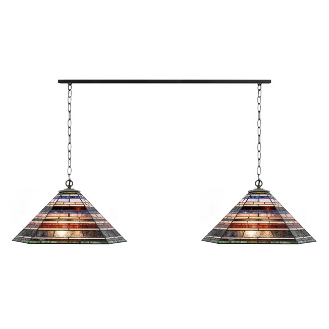 2 x Tiffany Industrial with chain to ceiling beam