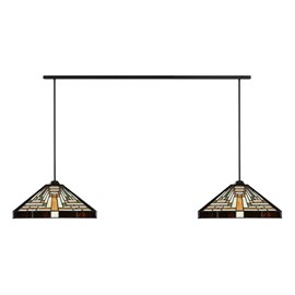 2 x Tiffany Rising Sun with Pendant to ceiling beam