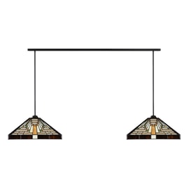 2 x Tiffany Rising Sun with Pendant to ceiling beam