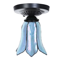 Tiffany ceiling lamp black with Gentian Blue