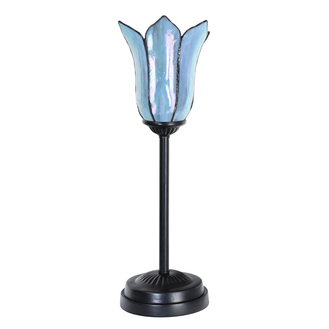 Tiffany slim table lamp black with Gentian Blue
