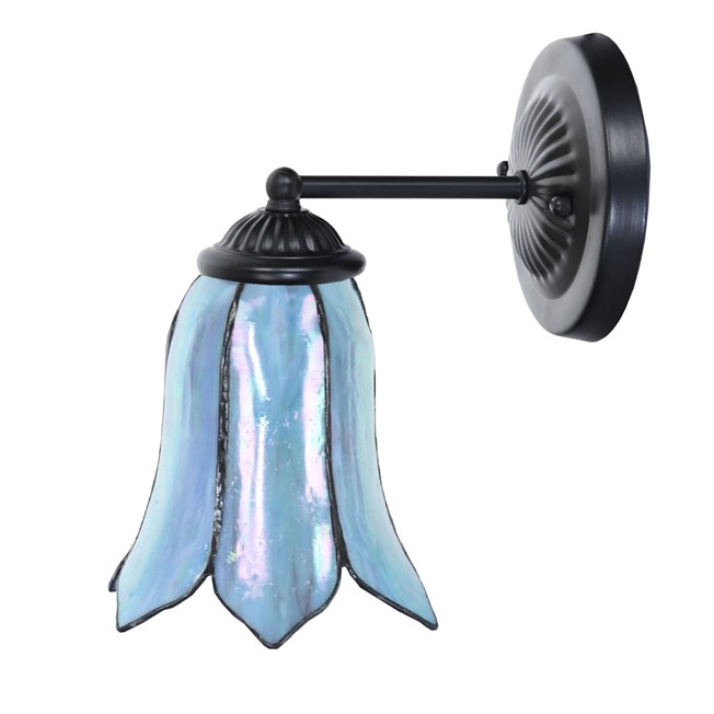 Tiffany wall lamp black with Gentian Blue