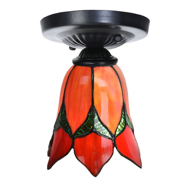 Tiffany ceiling lamp black with Lovely Flower Red