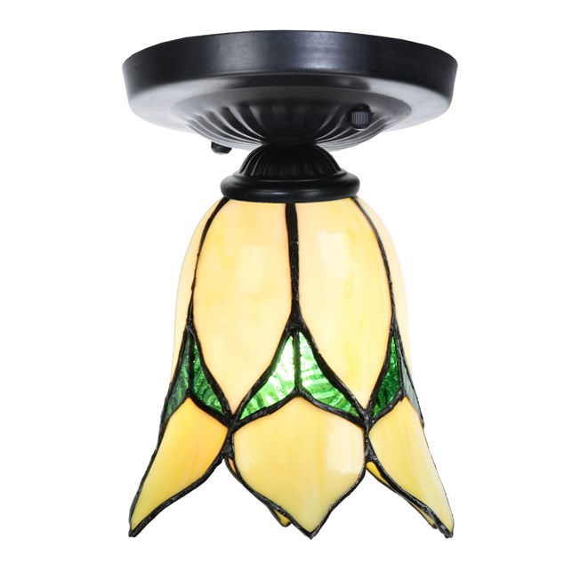 Tiffany ceiling lamp black with Lovely Flower Yellow