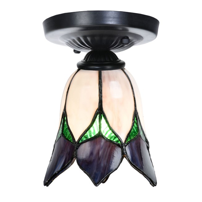 Tiffany ceiling lamp black with Lovely Flower Purple