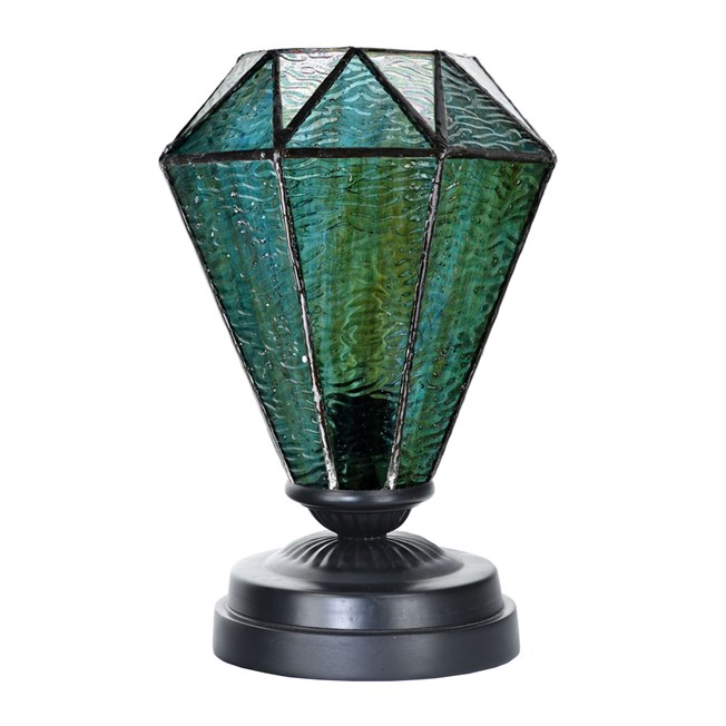 Tiffany low table lamp black with Arata Green