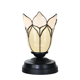 Tiffany low table lamp black with Lovely Flower White