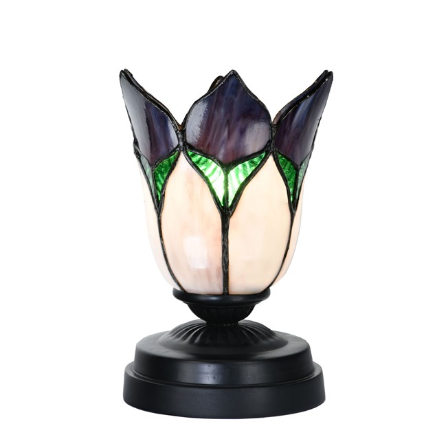 Tiffany low table lamp black with Lovely Flower Purple