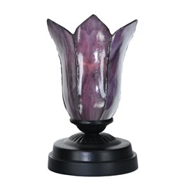 Lampe de table basse Tiffany noire avec Gentian Purple