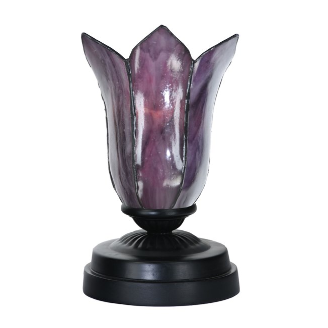 Tiffany low table lamp black with Gentian Purple