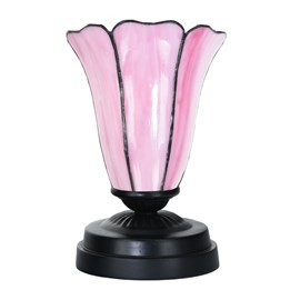 Tiffany low table lamp black with Liseron Pink