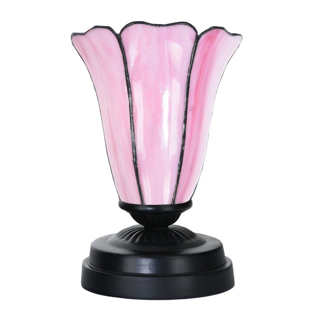 Tiffany lage tafellamp zwart met Liseron Pink