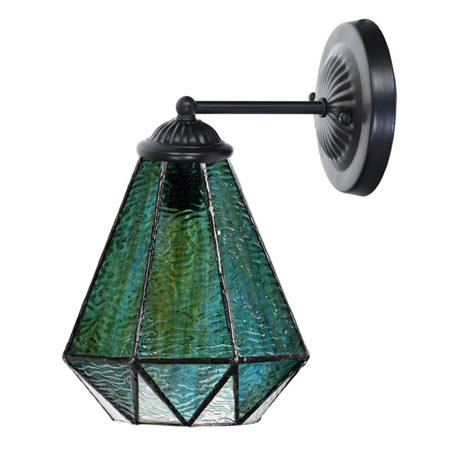 Tiffany wall lamp black with Arata Green