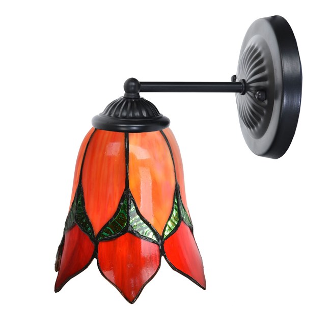 Tiffany wall lamp black with Lovely Flower Red