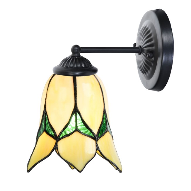 Tiffany wall lamp black with Lovely Flower Yellow