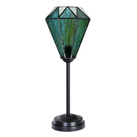 Tiffany slim table lamp black with Arata Green