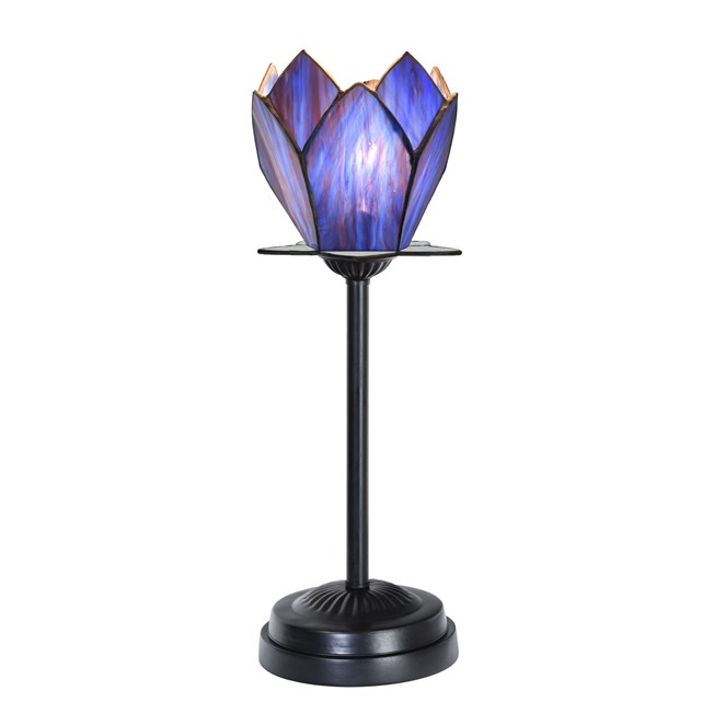 Tiffany slim table lamp black with Blue Lotus
