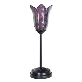 Lampe de table Tiffany slim noire avec Gentian Purple