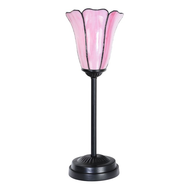 Tiffany slim table lamp black with Liseron Pink