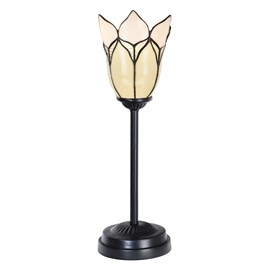 Tiffany slim table lamp black with Lovely Flower White