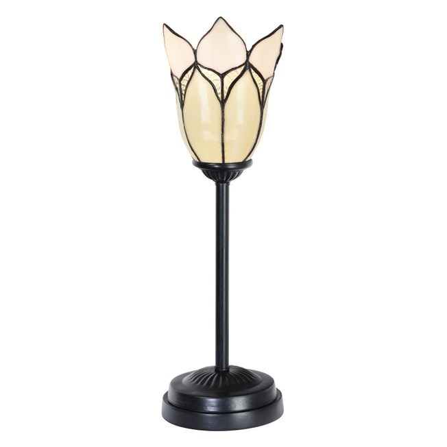 Tiffany Slim Tischlampe schwarz mit Lovely Flower White