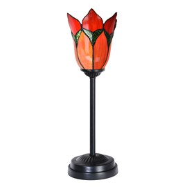 Lampe de table Tiffany slim noire avec Lovely Flower Red