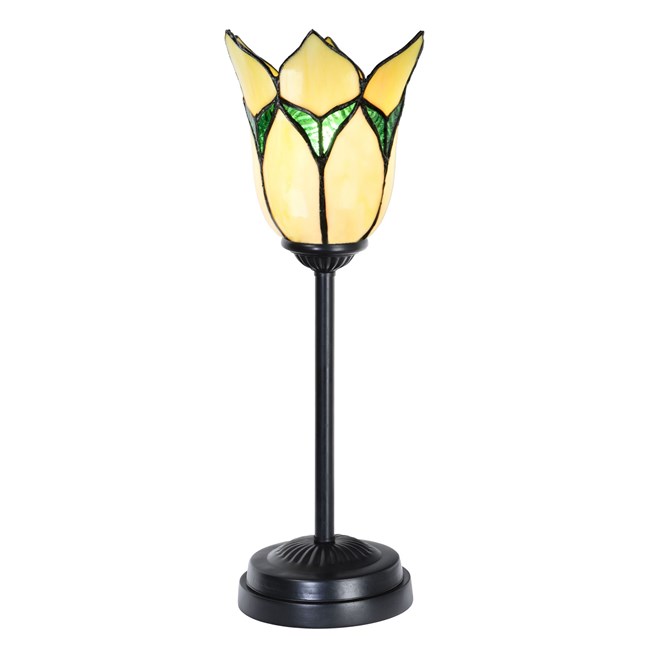 Tiffany slim table lamp black with Lovely Flower Yellow