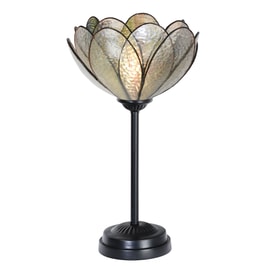 Tiffany Slim Tischlampe schwarz mit Sparkling Peony