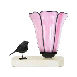 Tiffany table lamp / sculpture Ballade of a Bird Liseron Pink