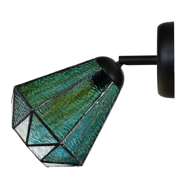 Tiffany wandlamp/ spot zwart met Arata Green