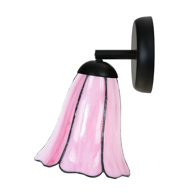 Tiffany wandlamp/ spot zwart met Liseron Pink