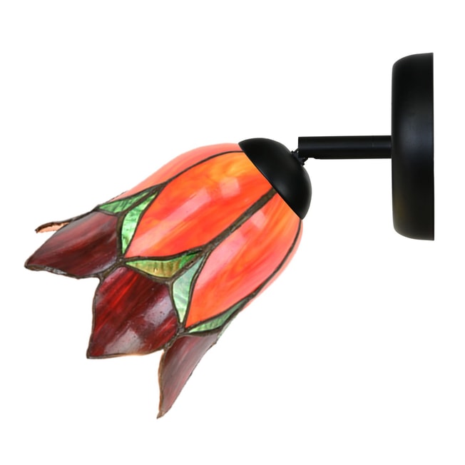 Tiffany wandlamp/ spot zwart met Lovely Flower Red