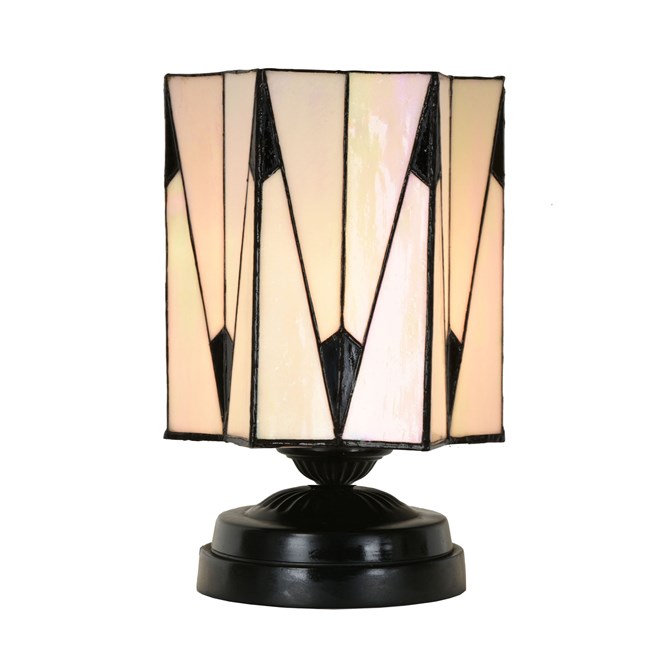 Lampe de table basse Tiffany noire avec French Art Deco